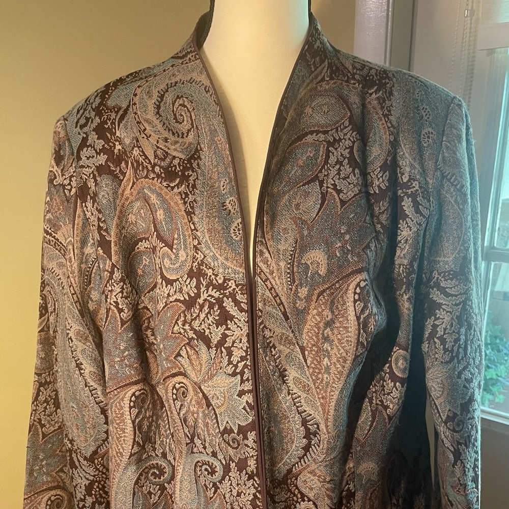 Women’s Vintage Paisley Lined Mid-Length Blazer Jacket Sz. 14 pre-owned